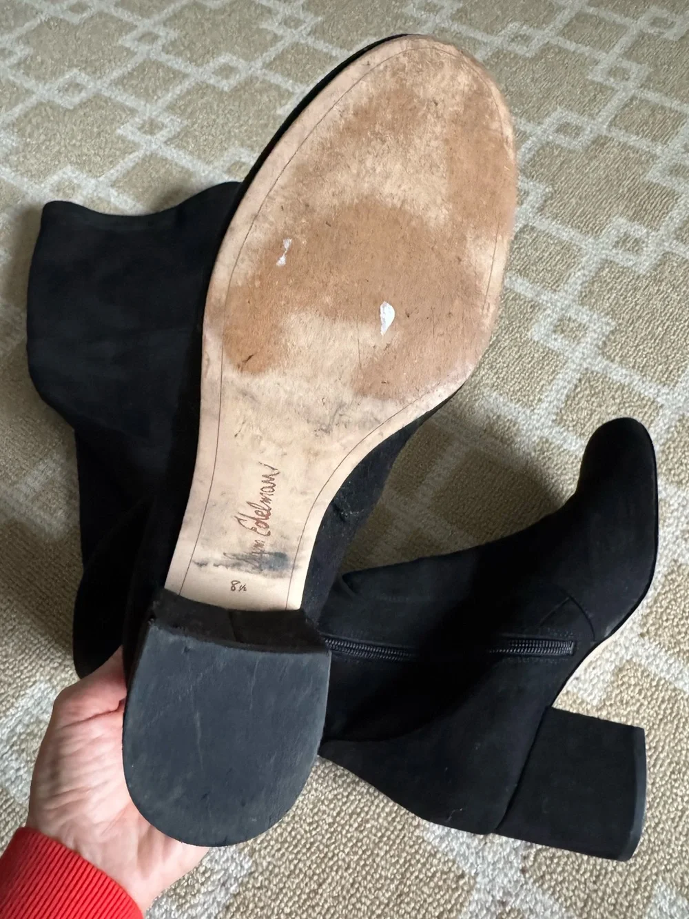 Sam Edelman Black Suede Over the Knee Block Heel Tall Boots Size 8.5